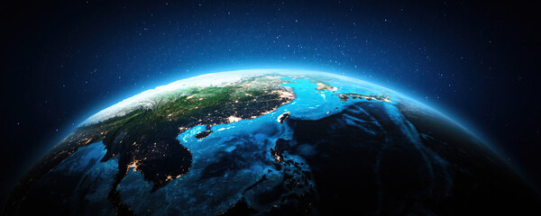 Asia, Pacific Ocean at night