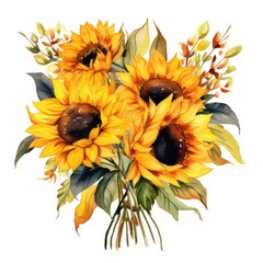 bouquet of sunflowers isolated