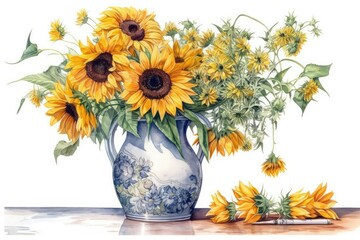 bouquet of sunflowers in vase