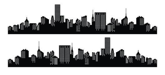 Silhouette of midtown Manhattan skyline.
Modern flat city architecture urban city landscape	
