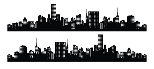 Obraz premium Silhouette of midtown Manhattan skyline. Modern flat city architecture urban city landscape 