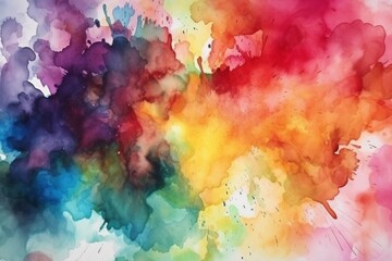 Vibrant watercolor or ink blot background, Generative ai