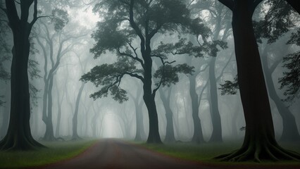 A Picture Of A Dreamily Etherealed Image Of A Road In The Woods
