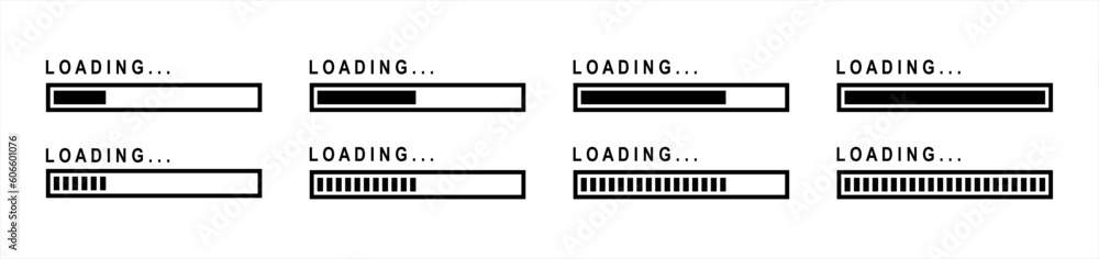 Aufkleber loading icon icon set in line style. progress bar simple black style symbol sign for apps and websit