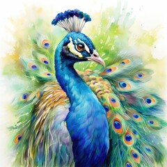 Obraz premium Vibrant Watercolor Peacock