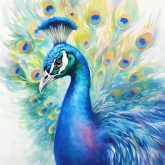 Fototapeta premium Vibrant Watercolor Peacock