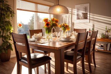 professional catalog image with full dining room table Cinematic Editorial Photography