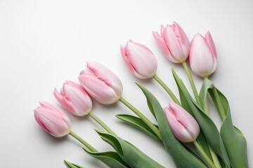 Obraz na płótnie Canvas The illustration of pink tulips, AI contents by Midjourney