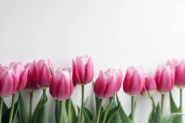 Fototapeta premium The illustration of pink tulips, AI contents by Midjourney