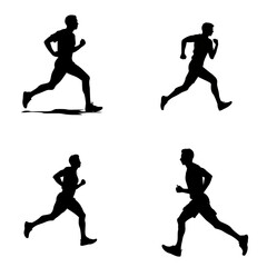 Fototapeta na wymiar running silhouette, running person silhouette