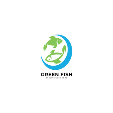 green fish logo vector template.