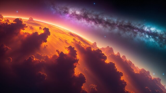 A Digital Image Illustrating A Mood - Setting Of A Planet With A Star In The Sky