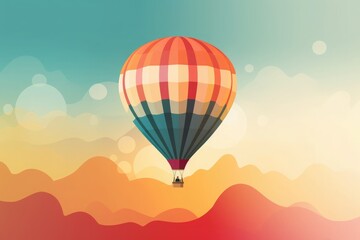 Fototapeta premium Hot Air Balloon Day. a hot air balloon flying through a cloudy sky, a digital painting, colorful vector illustration, blurred and dreamy illustration, pastel colourful 2 d. Generative ai