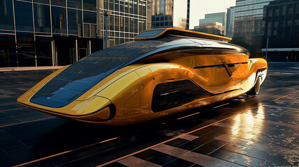 太陽電池で動くソーラーカー・未来の車のイメージ（Generative AI）
 - obrazy, fototapety, plakaty