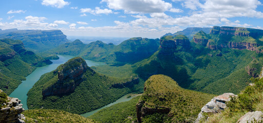 Panorama Route South Africa, Blyde river canyon with the three rondavels, view of three rondavels 