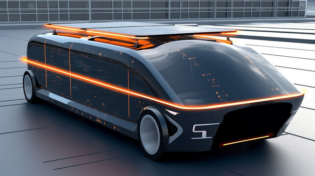 太陽電池で動くソーラーカー・未来の車のイメージ（Generative AI）
