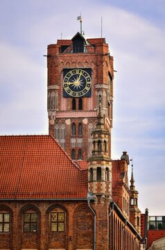 Old Town in Torun, Poland. The tower of the gothic town hall, listed by UNESCO organisation.