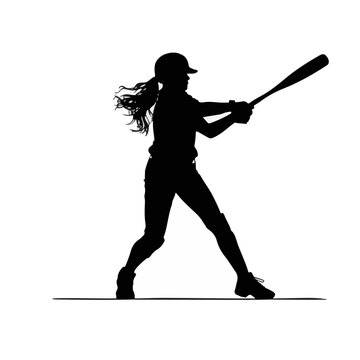 baseball girl silhouette