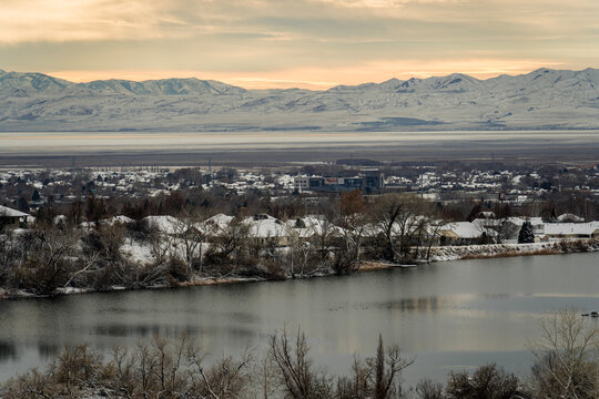 sunset over Antelope Island