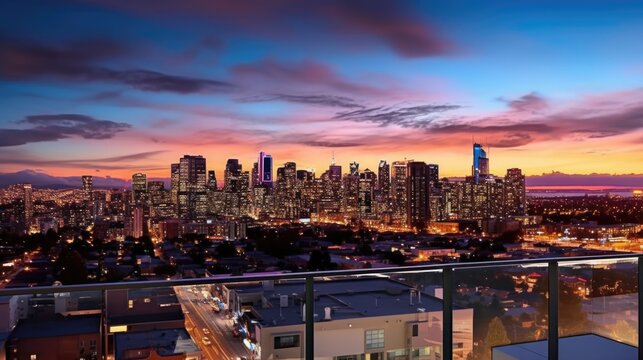 beautiful twilight sky above a modern city skyline generative ai