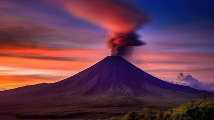 Fototapeta premium beautiful twilight sky above a volcano generative ai