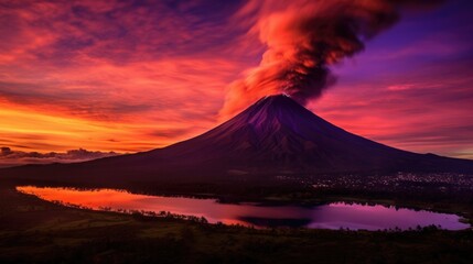 beautiful twilight sky above a volcano generative ai