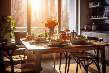 Obraz premium professional catalog image with full dining room table Cinematic Editorial Photography