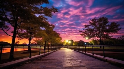 Obraz premium beautiful twilight sky in a city park generative ai