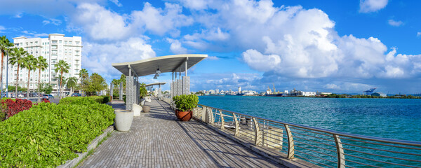 Puerto Rico Malecon promenade near cruise ship peer area.