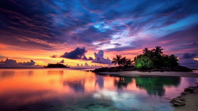 beautiful twilight sky over an island generative ai