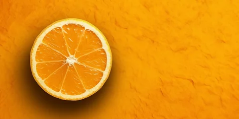 Foto op Plexiglas Orange slice fruit pattern copy space background, generative AI © Montalumirock
