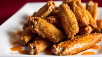 An Image Of A Beautiful Plate Of Fried Chicken Wings With Sauce AI Generative