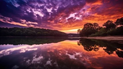 Foto op Canvas beautiful twilight sky over a river generative ai © ThisDesign