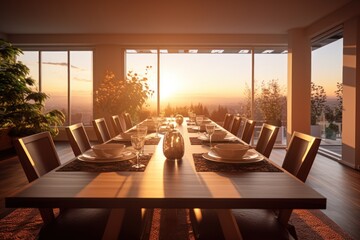 professional catalog image with full dining room table Cinematic Editorial Photography - obrazy, fototapety, plakaty