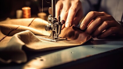 professional seamstress sewing a garment generative ai