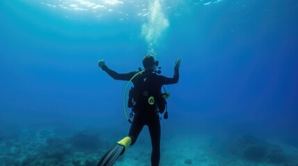 scuba diving instructor teaching a lesson generative ai