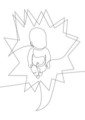 One continuous line of speech bubble with baby. Thin Line Illustration vector concept. Contour Drawing Creative ideas.