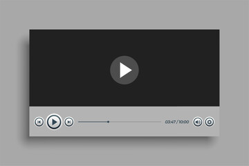 flat grey panel video player template for multimedia experience