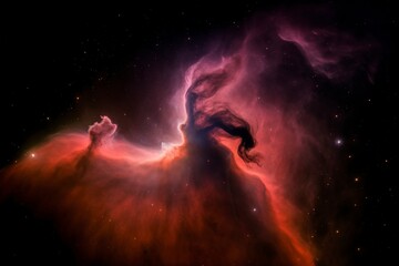 A dark cloud of gas and dust that is part of the Orion Molecular Cloud complex.