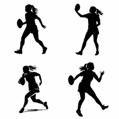 female rugby silhouette, isolated on a white background, Vector illustration	