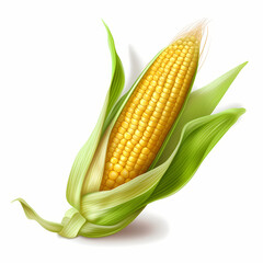 Corn Ears White Isolated White Illustration