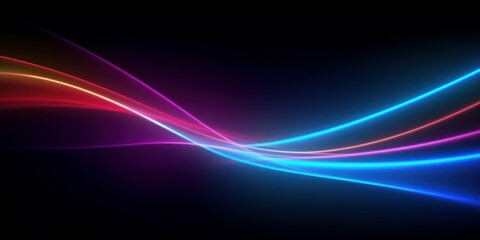 Fototapeta na wymiar Spectrum neon lights abstract background. Futuristic curves. AI generated, human enhanced
