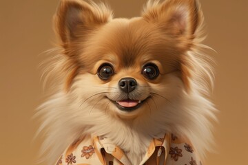 Portrait of a beautiful dog breed Pomeranian close up. AI generated, human enhanced