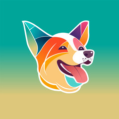 a happy dog minimalist shape logo vector colorful geomatric