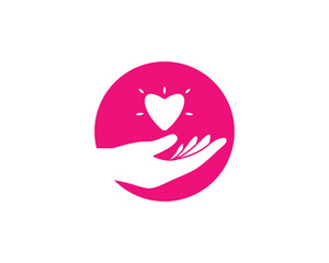 Health care logo symbol with heart illustration