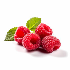 Four Raspberries On White Background Illustration