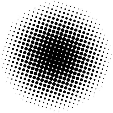 Vector illustration black circle halftone spiral isolated on white background