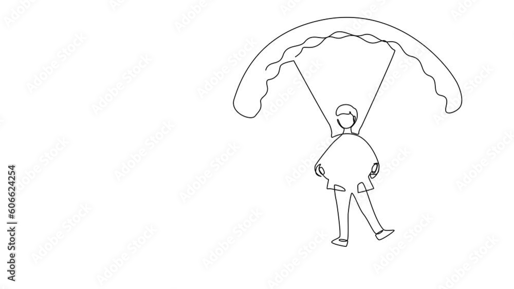 Poster self drawing animation of single one line draw businessman holding target with arrow in bullseye and