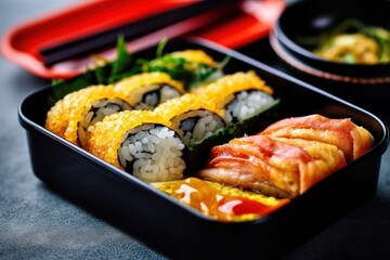 Tamagoyaki Japanese Rolled Omelette in bento Cinematic Editorial Food Photography