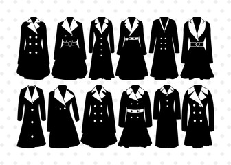 Women Coat Svg, Winter Coat Silhouette, Winter Fasion Svg, Woman Suit Svg, Ladies Blazer Svg, Winter Coat Bundle